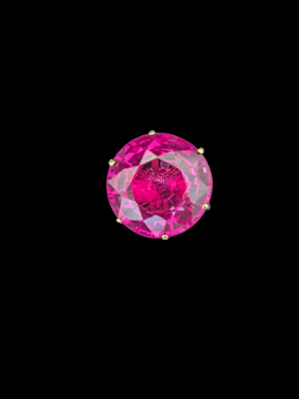 Pink Round Cut Ruby Cocktail 14k Gold Ring S.6.5 - Picture 7 of 14